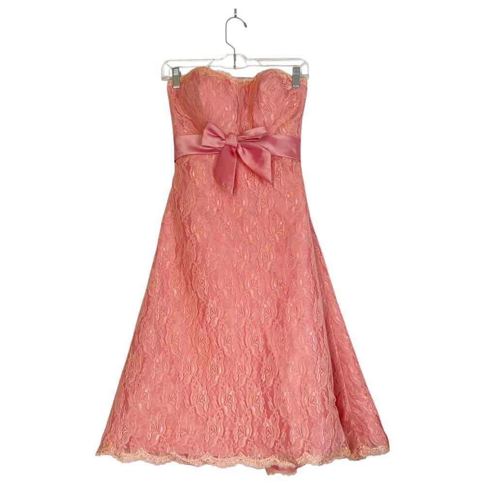 Vintage Y2K Winnie Couture Pink Sweetheart Tea Dress Strapless Size XS 0 2 Prom